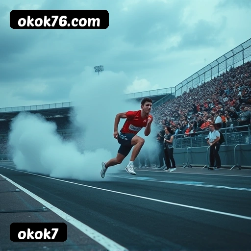 App okok7 para iOS e Android — interface mobile, login biométrico e PIX integrado